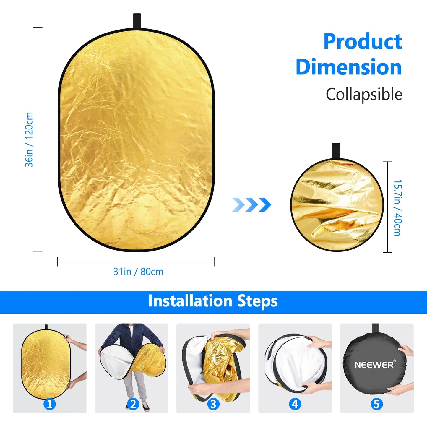 5 in 1 Portable Lighting Reflector/Diffuser Kit - REALM DISTRIBUTION