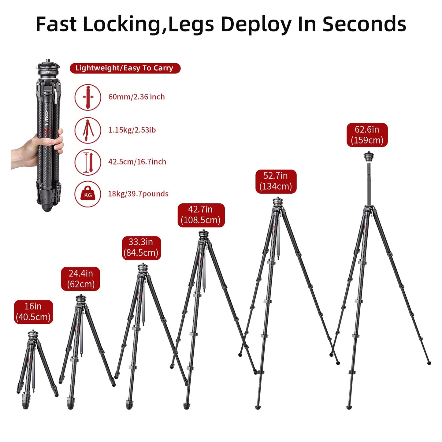 Zero Professional Carbon Fiber Tripod with Ball Head & DJI Quick Release
