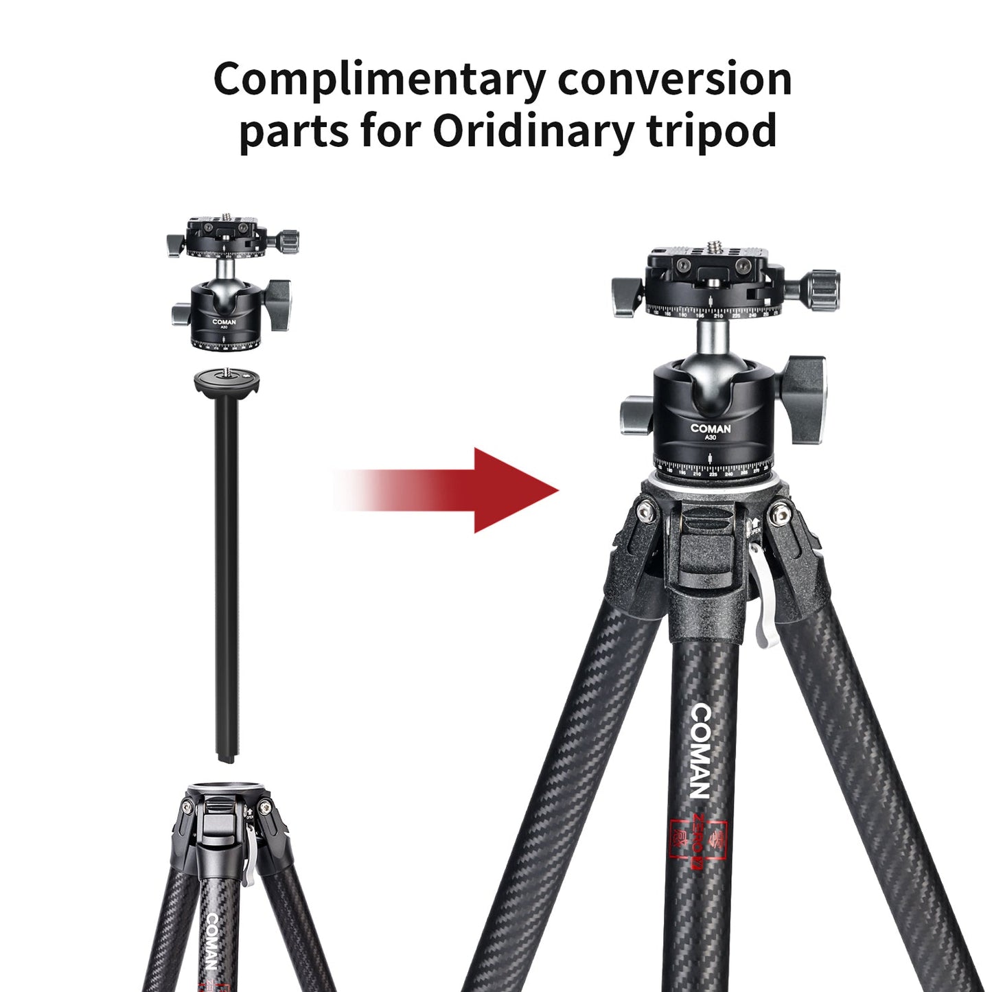 Zero Professional Carbon Fiber Tripod with Ball Head & DJI Quick Release