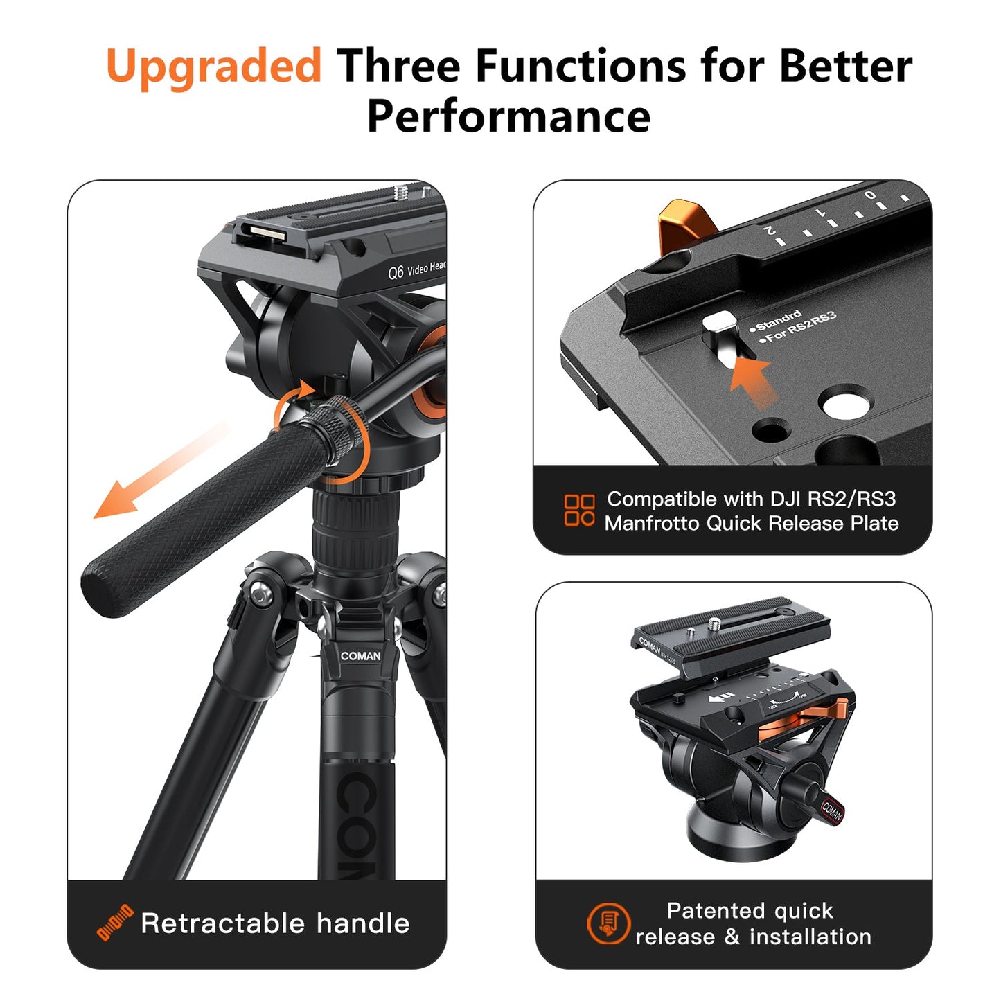 2-in-1 Aluminum Tripod Monopod with Fluid Head