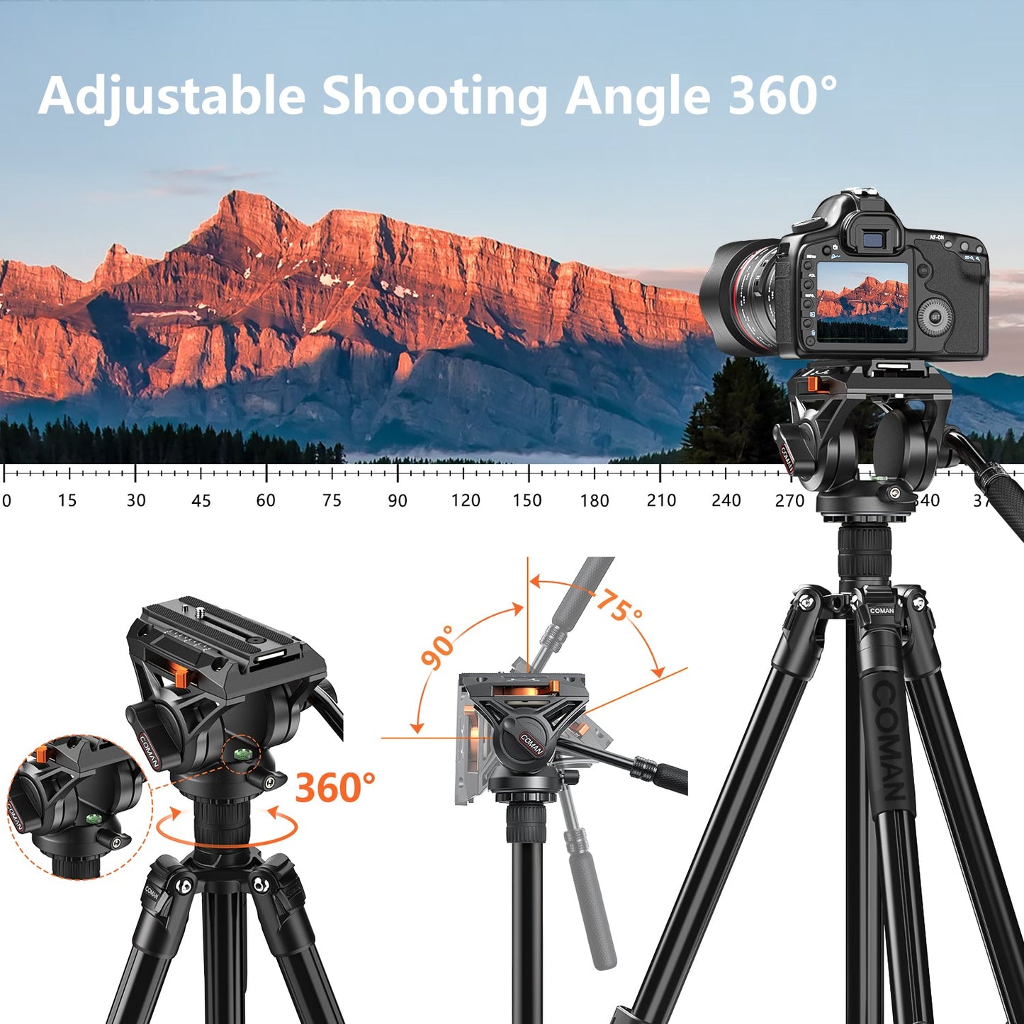 2-in-1 Aluminum Tripod Monopod with Fluid Head