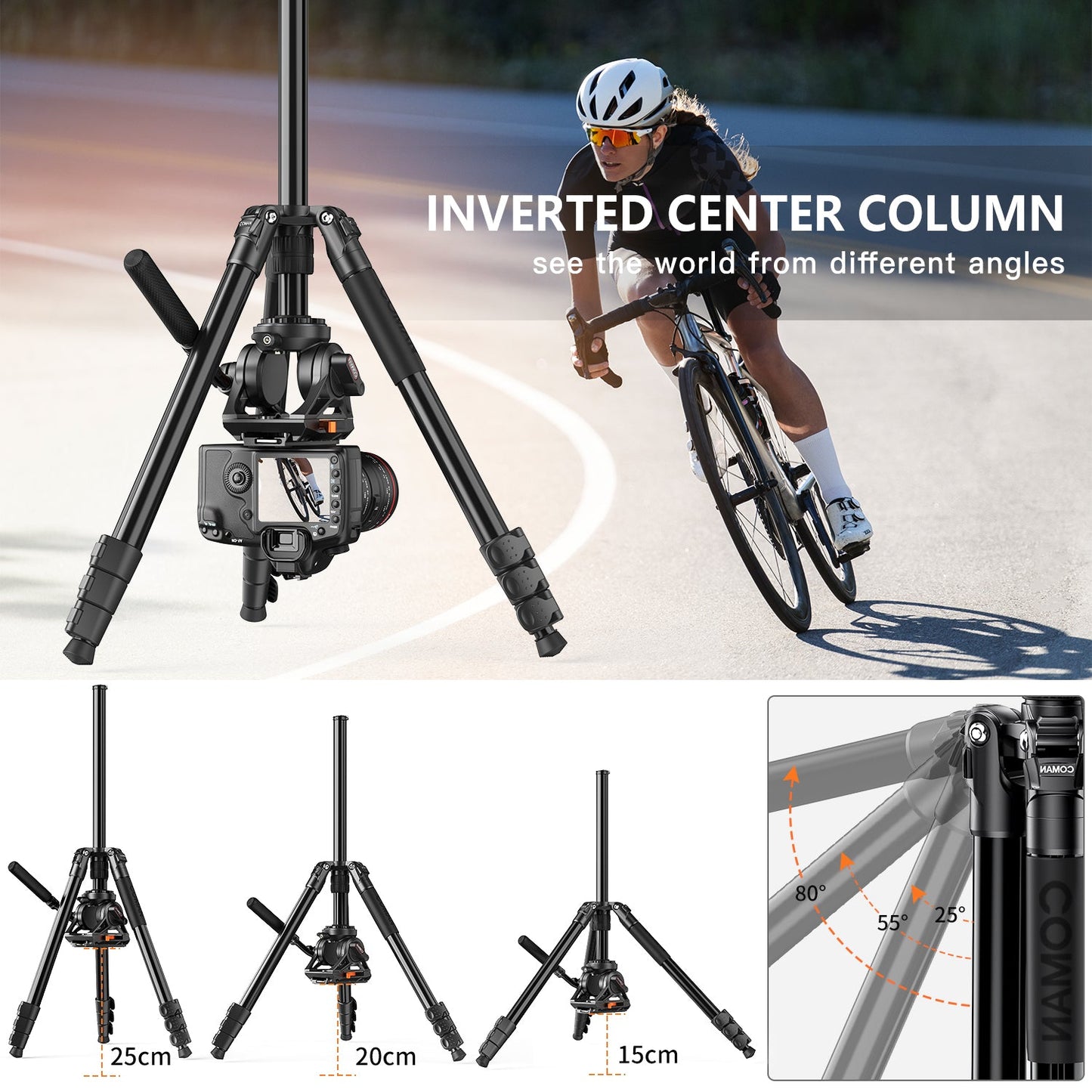 2-in-1 Aluminum Tripod Monopod with Fluid Head
