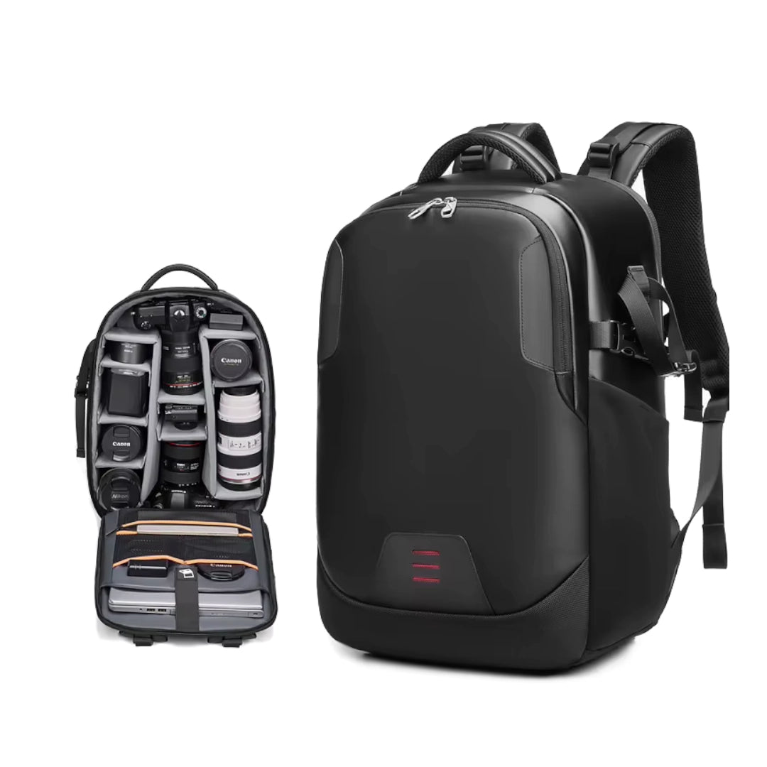 Realm Distribution Weatherproof Camera Backpack Front plus Fully stacked