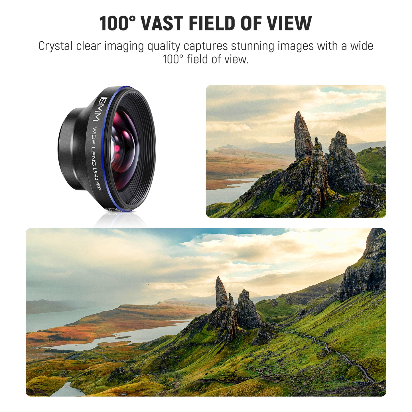 LS-42 PRO 18mm 100бу Wide Angle Lens with Lens Clip & 67mm Filter Adapter