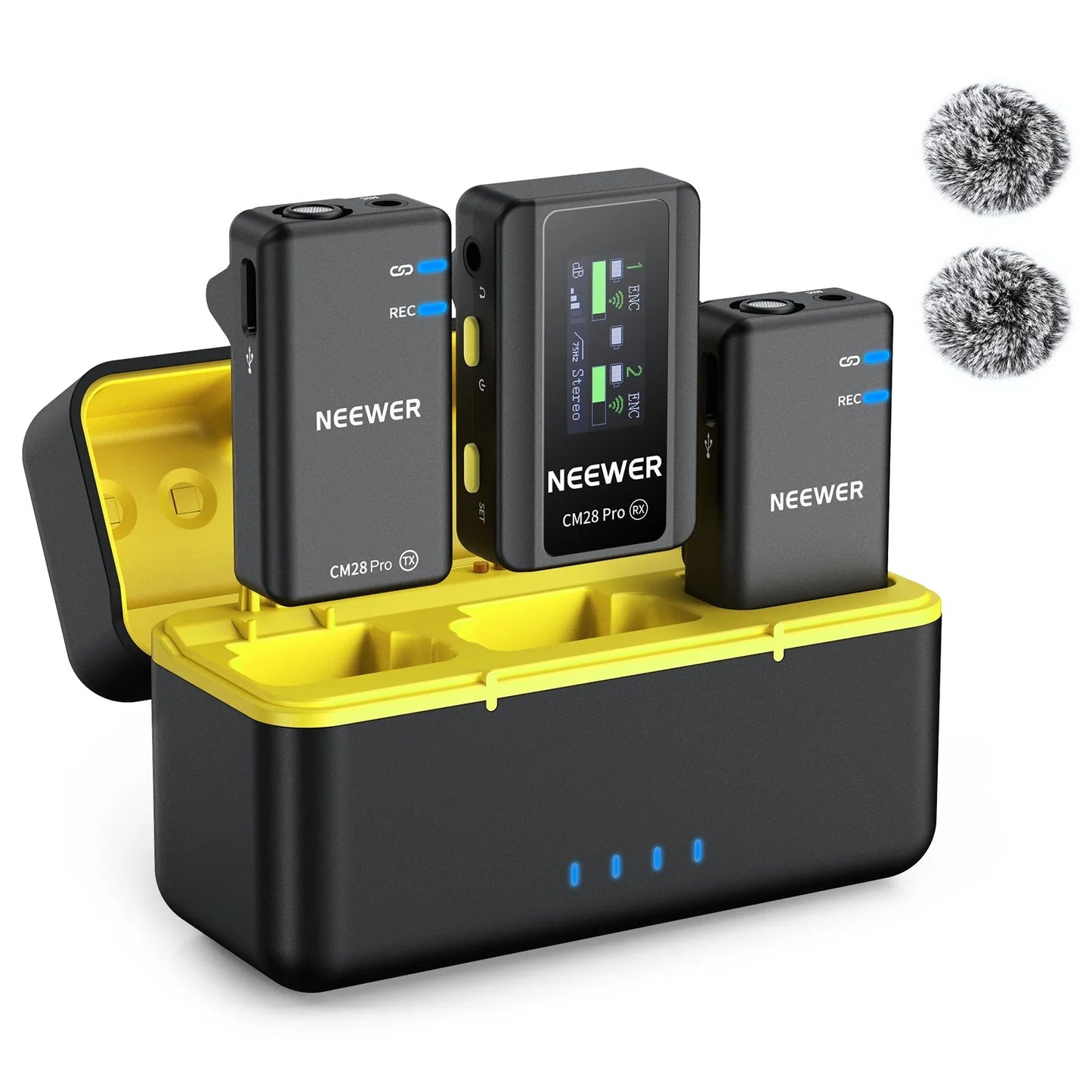 CM28 PRO Wireless Lavalier Lapel Microphone System with Charging Case - REALM DISTRIBUTION