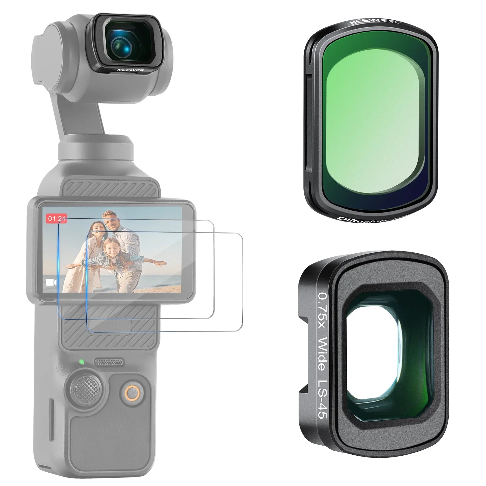 FL-B33 Black Diffusion 1/4 Filter&0.75X Wide Angle Lens for DJI Osmo Pocket 3 - REALM DISTRIBUTION