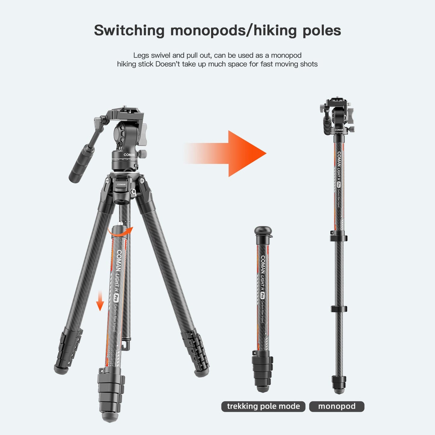 Light H Pro Carbon Fiber Tripod - Monopod