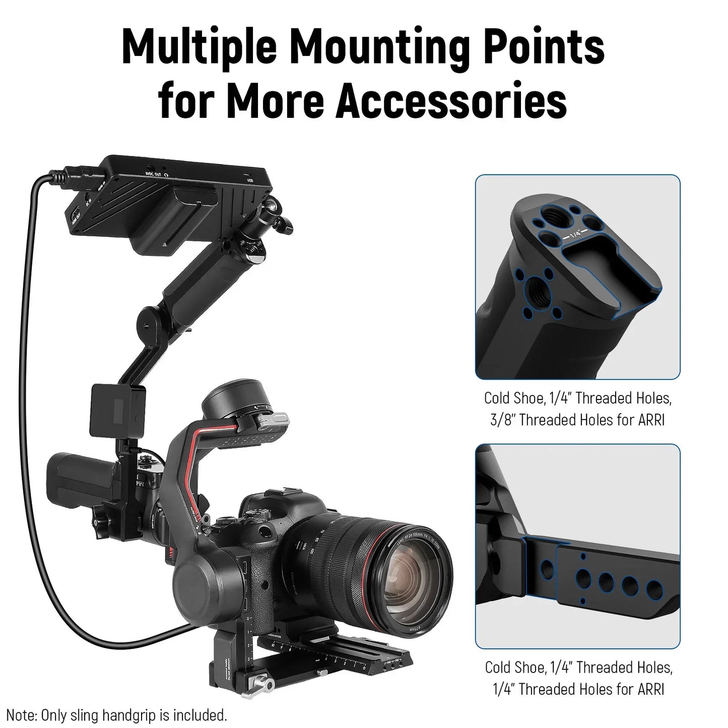 ST49 Gimbal Sling Handle Grip with NATO Rails For DJI - REALM DISTRIBUTION