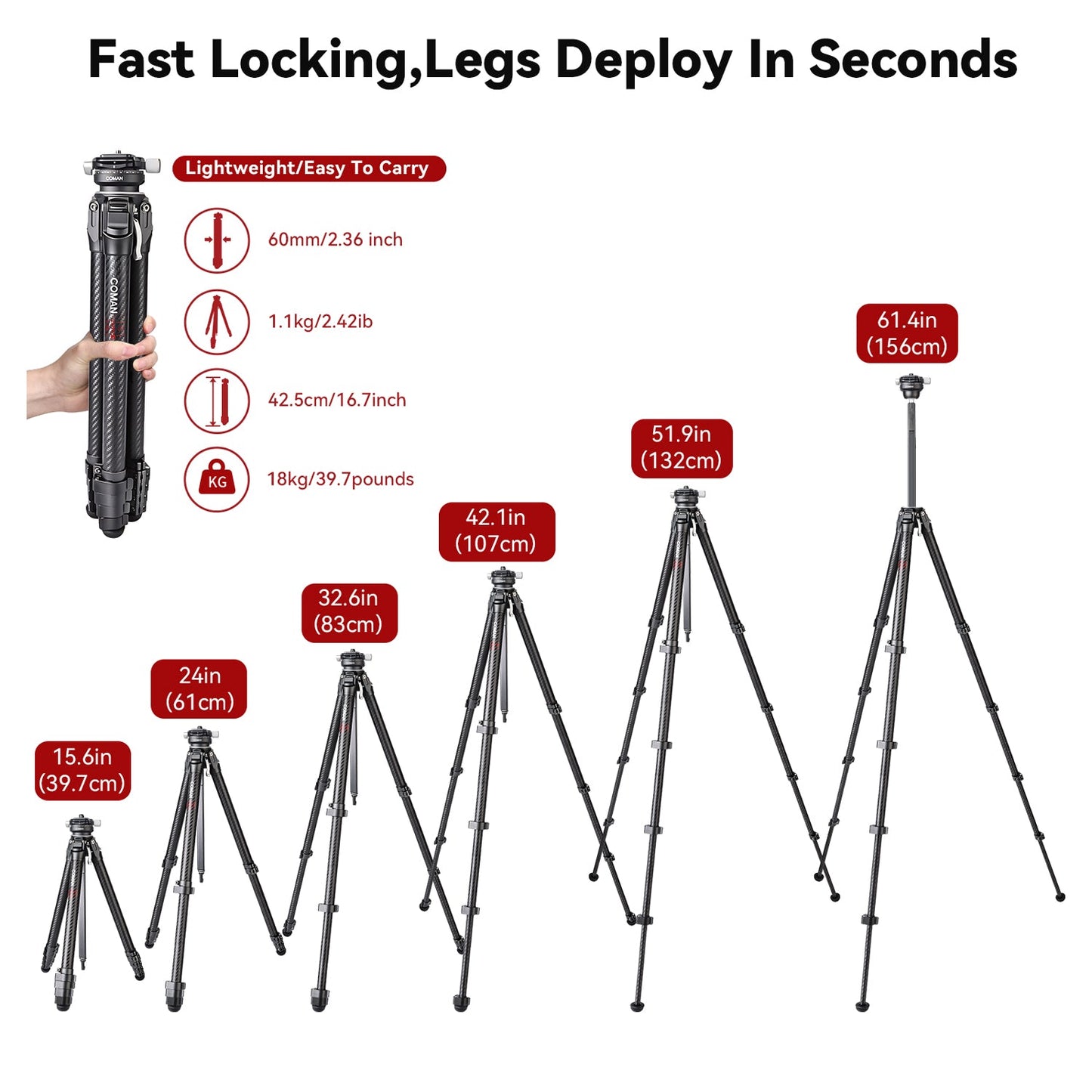 Zero Y Professional Carbon Fiber Tripod with 360° Ball Head