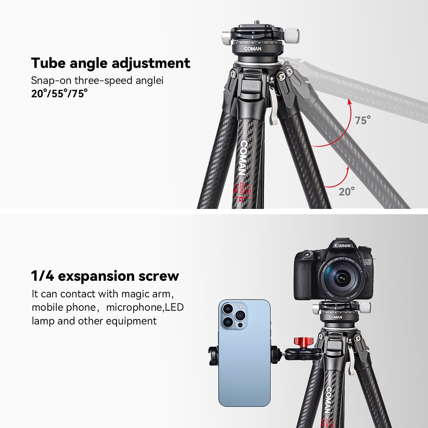 Zero Y Professional Carbon Fiber Tripod with 360° Ball Head