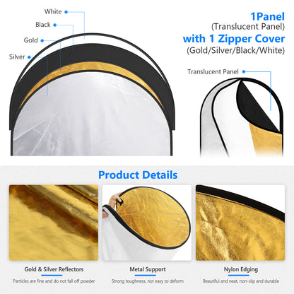 5 in 1 Portable Lighting Reflector/Diffuser Kit