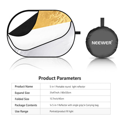 5 in 1 Portable Lighting Reflector/Diffuser Kit