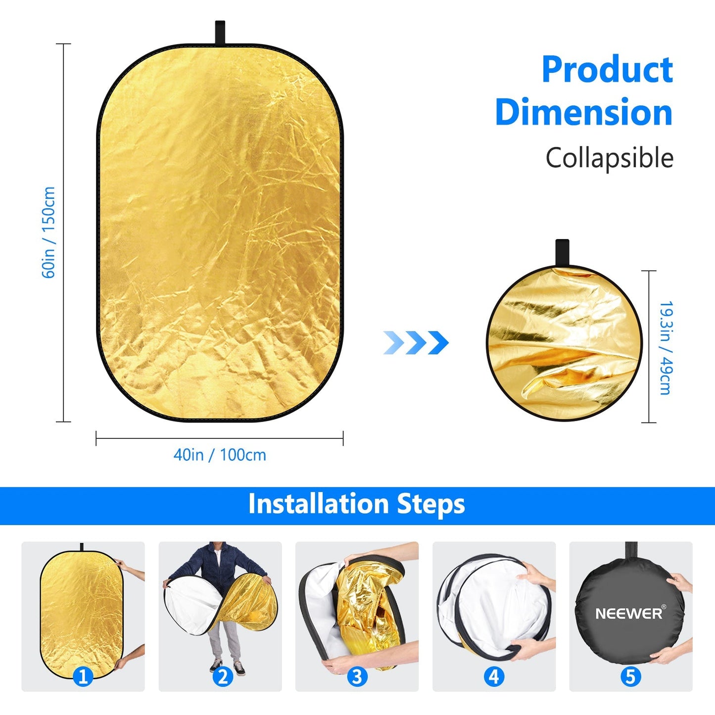5 in 1 Portable Lighting Reflector/Diffuser Kit