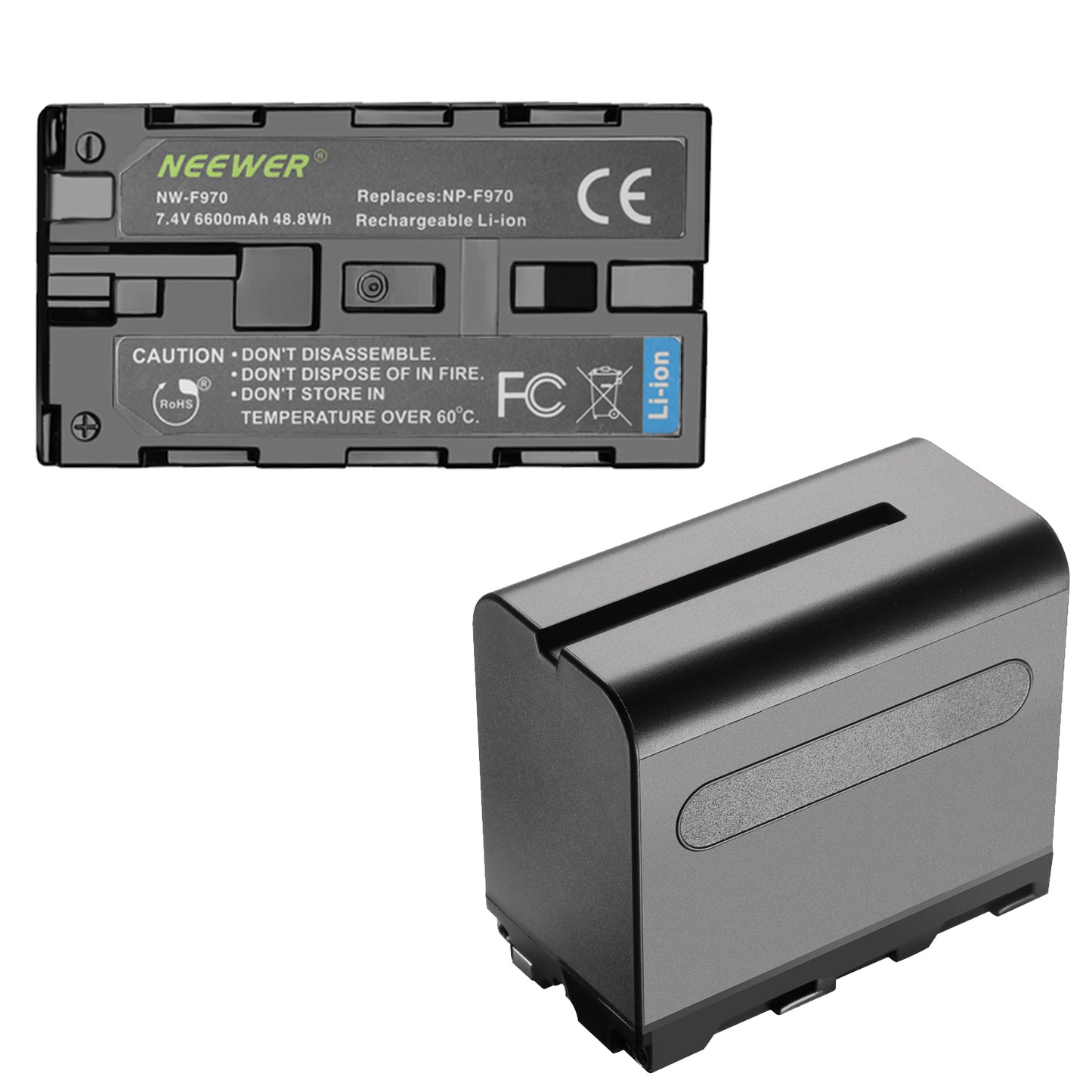NW-F970 2Pcs 7800mAh NP-F970 Replacement Batteries