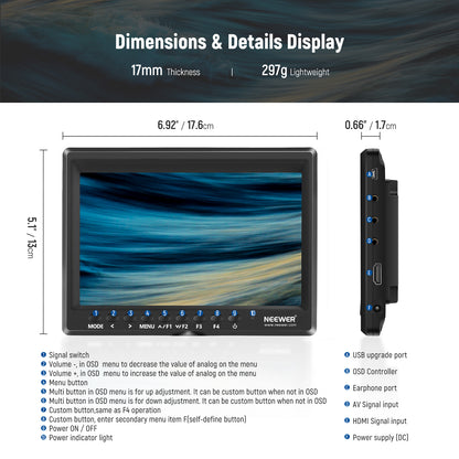 F100 7 Inch HD Camera Field Monitor