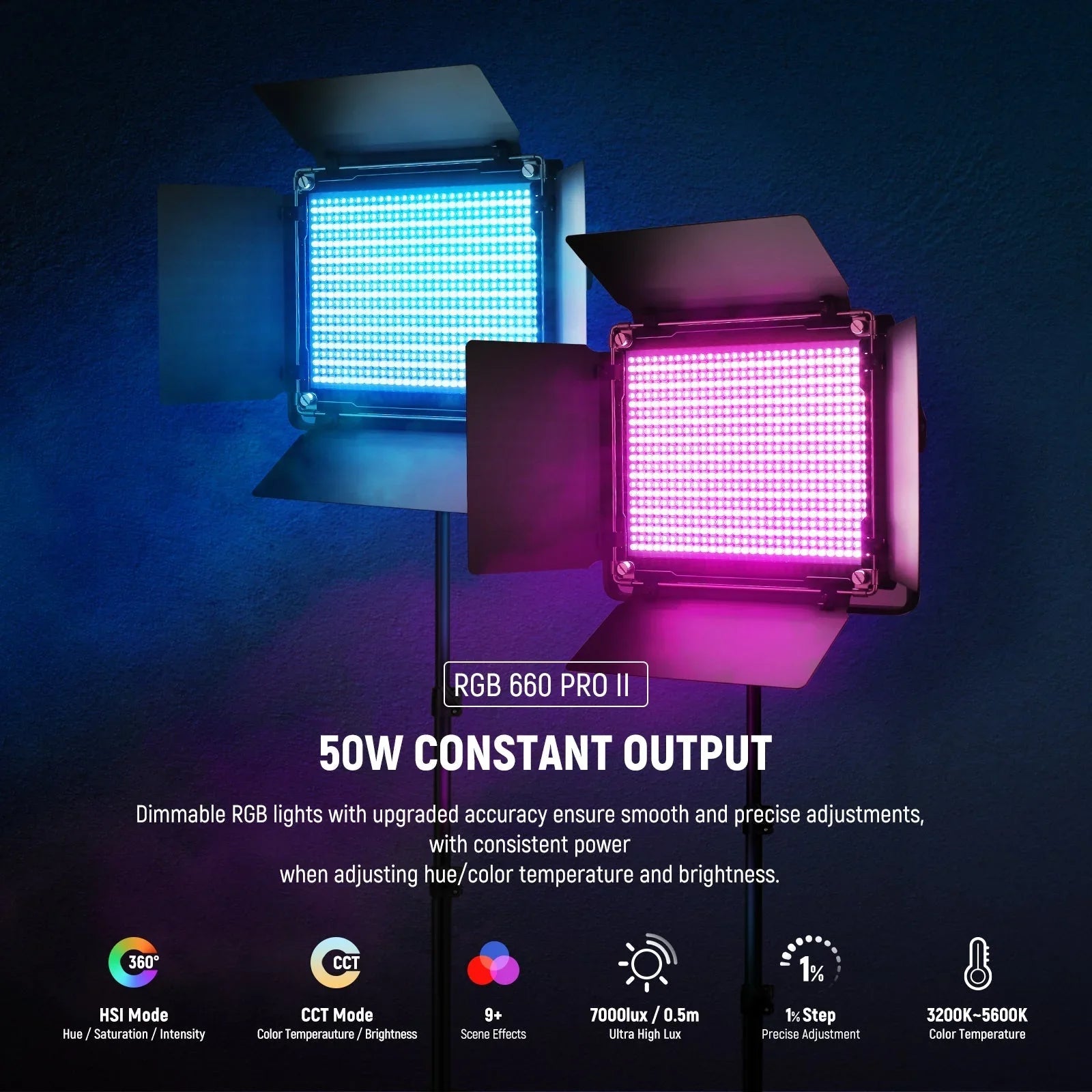 2 Pack Upgraded RGB 660 PRO II LED Video Light - REALM DISTRIBUTION