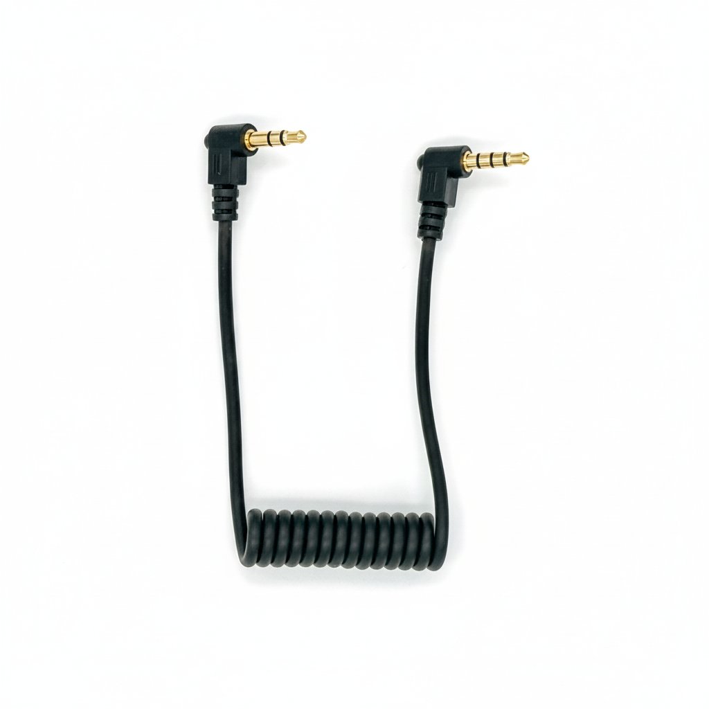 3.5mm camcorder A/V cable for the ImmersionRC PowerPlay, coiled cable with connectors at both ends