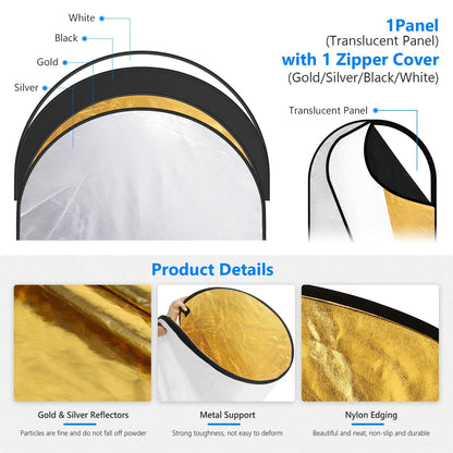 5 in 1 Portable Lighting Reflector/Diffuser Kit - REALM DISTRIBUTION