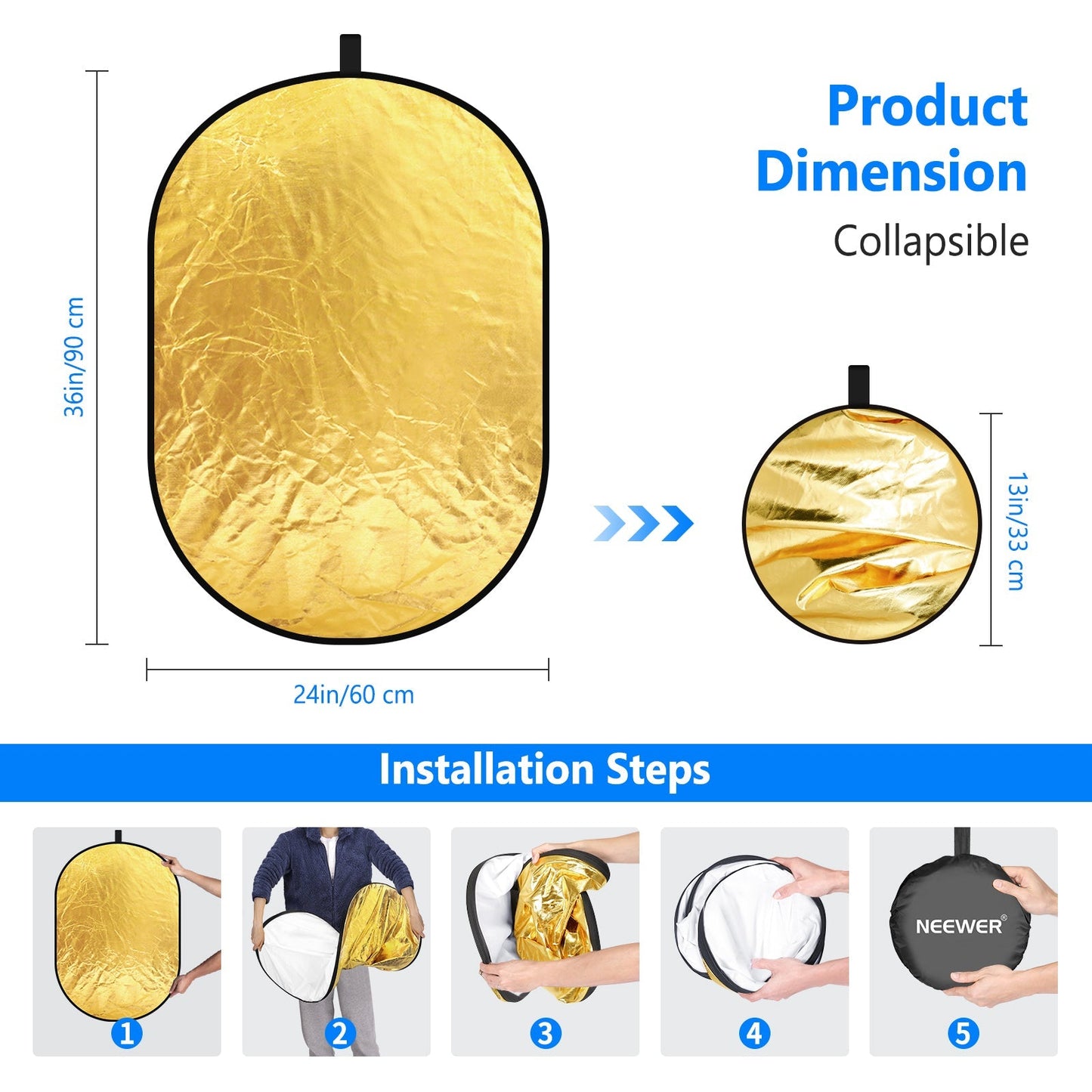 5 in 1 Portable Lighting Reflector/Diffuser Kit