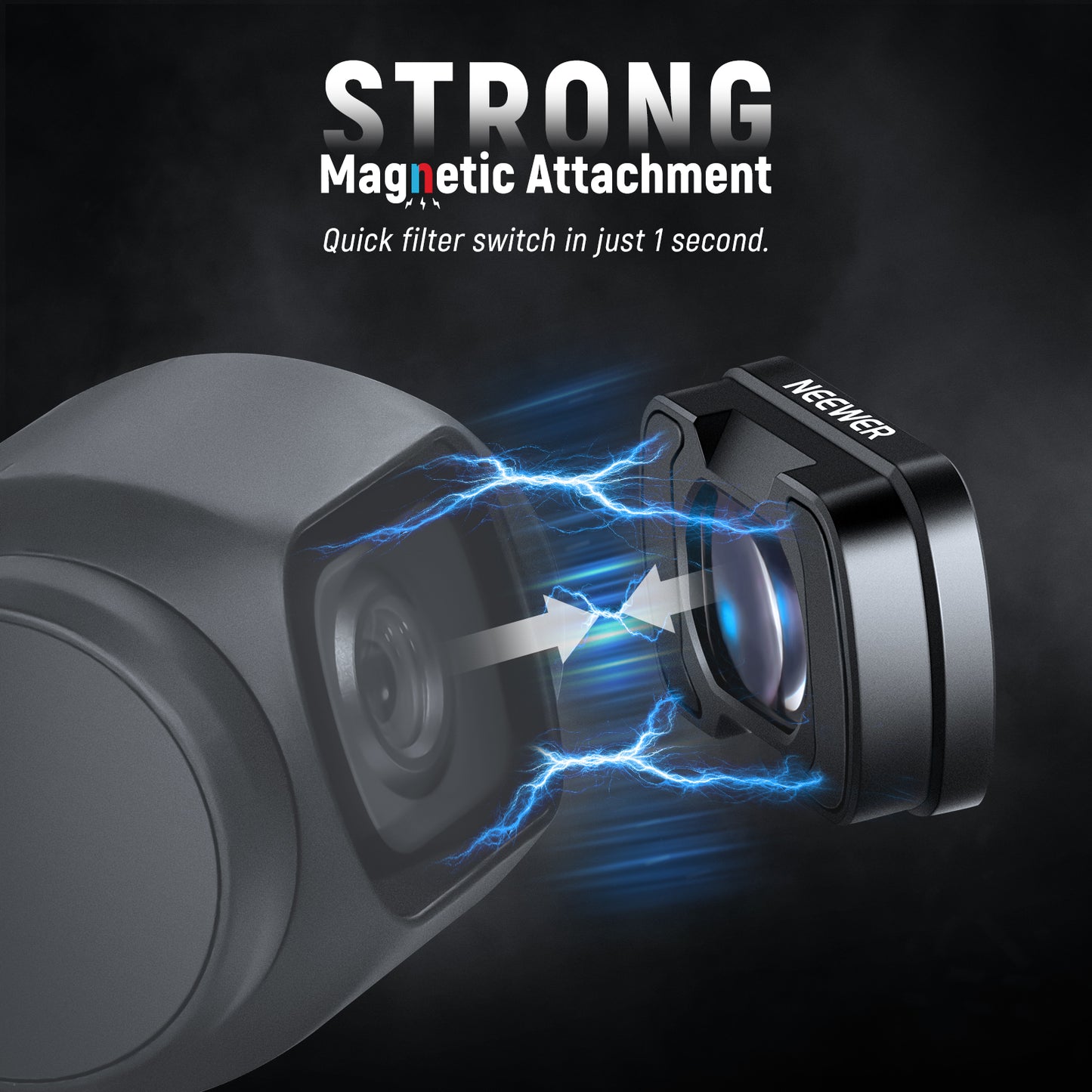 Magnetic attachment system with NEEWER branding on a dark background