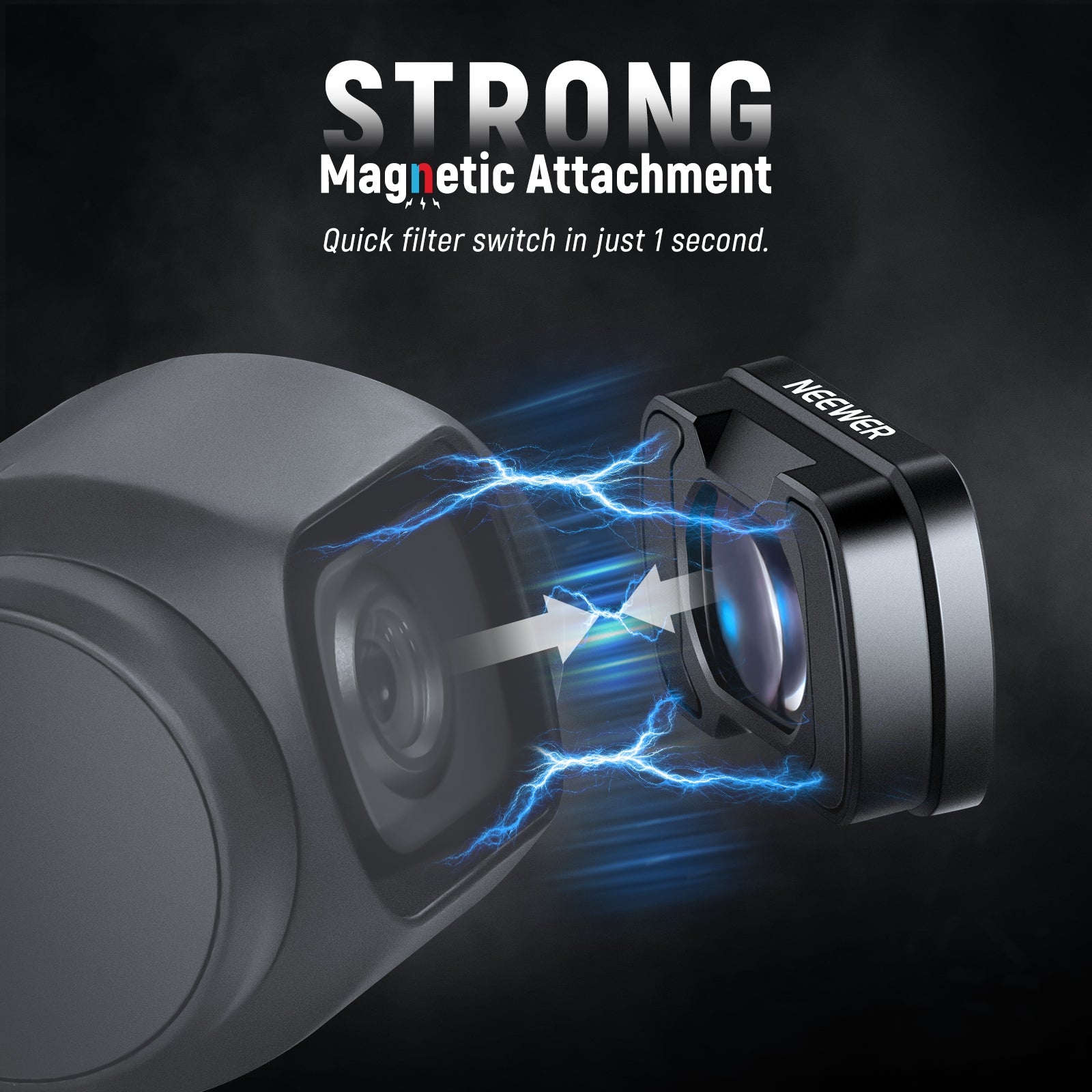 Magnetic attachment system with NEEWER branding on a dark background