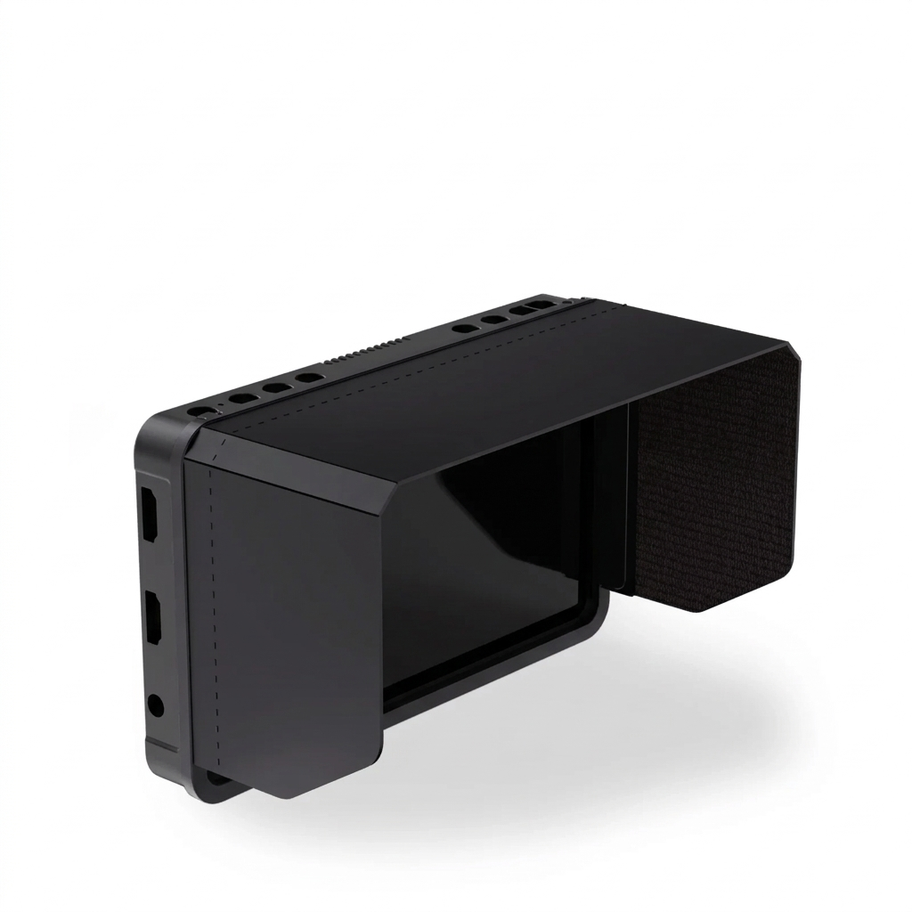 Field monitor with hood on a white background