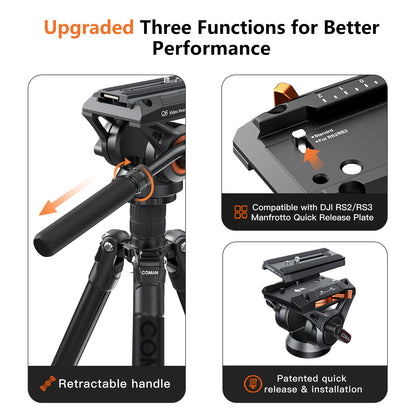 2-in-1 Aluminum Tripod Monopod with Fluid Head