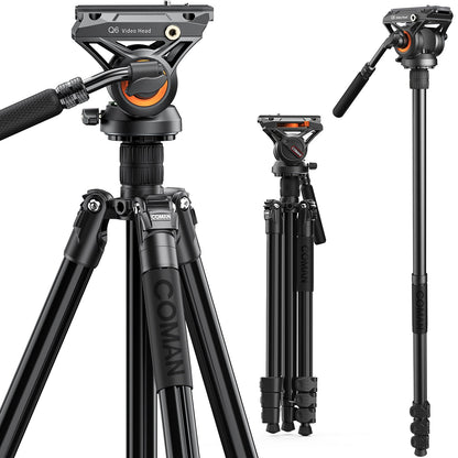 2-in-1 Aluminum Tripod Monopod with Fluid Head