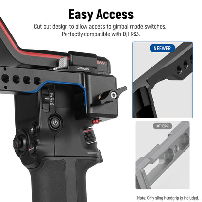 Camera stabilizer with gimbals and mode switches, compatible with DJI RS3.