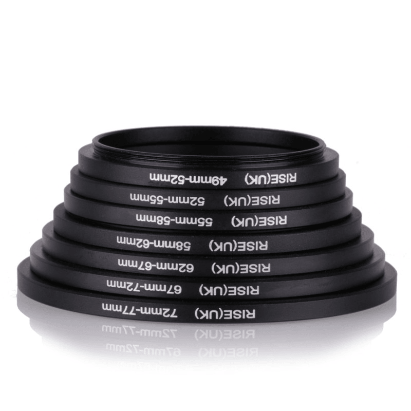 Set of Step Up Rings 49mm to 77mm Side