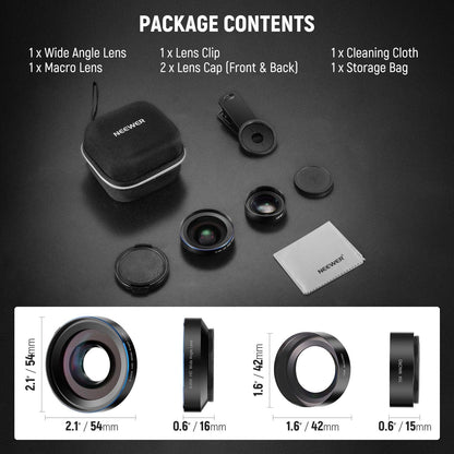 BASICS LS-67 2 In 1 0.45x Wide Angle + 15x Macro Phone Lens Kit - REALM DISTRIBUTION