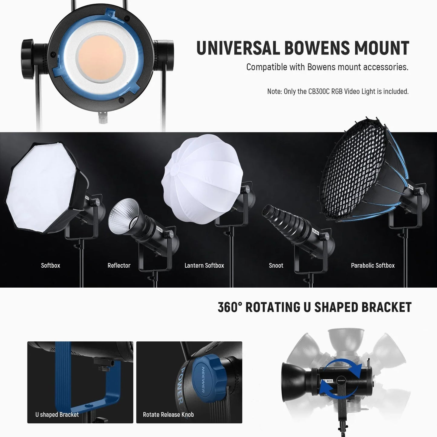 CB300C 300W COB RGB LED Video Light - REALM DISTRIBUTION