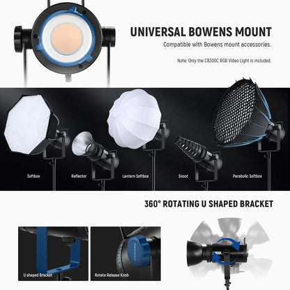 CB300C 300W COB RGB LED Video Light - REALM DISTRIBUTION