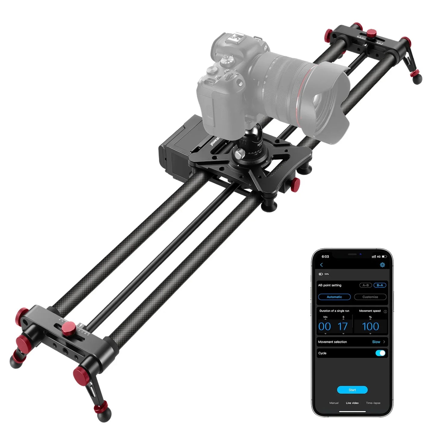 ER1 Motorized Carbon Fiber Camera Slider - REALM DISTRIBUTION
