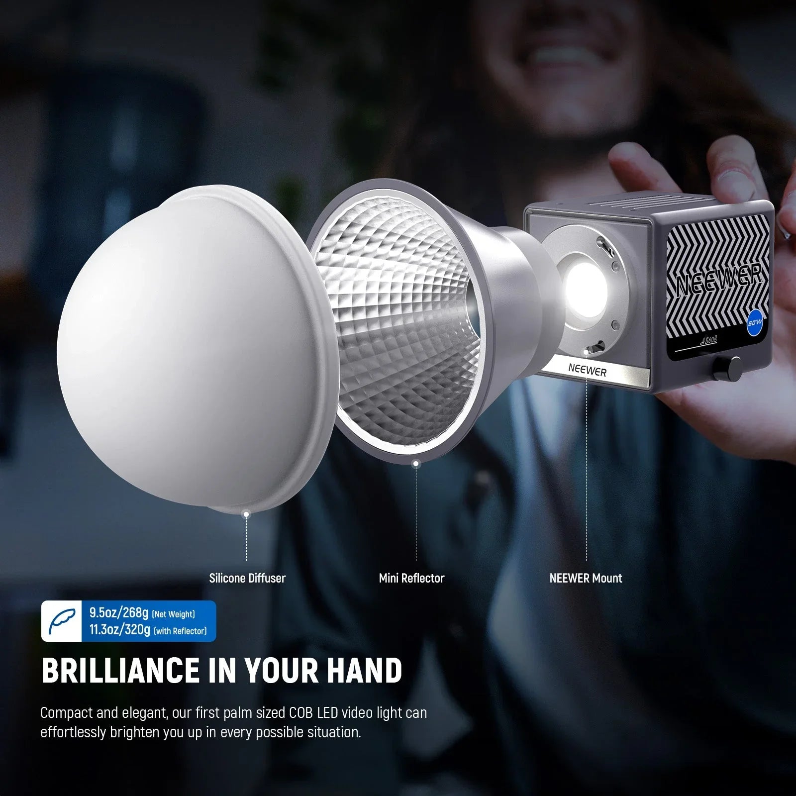 HS60B 60W Bi-Color Mini COB LED Video Light - REALM DISTRIBUTION