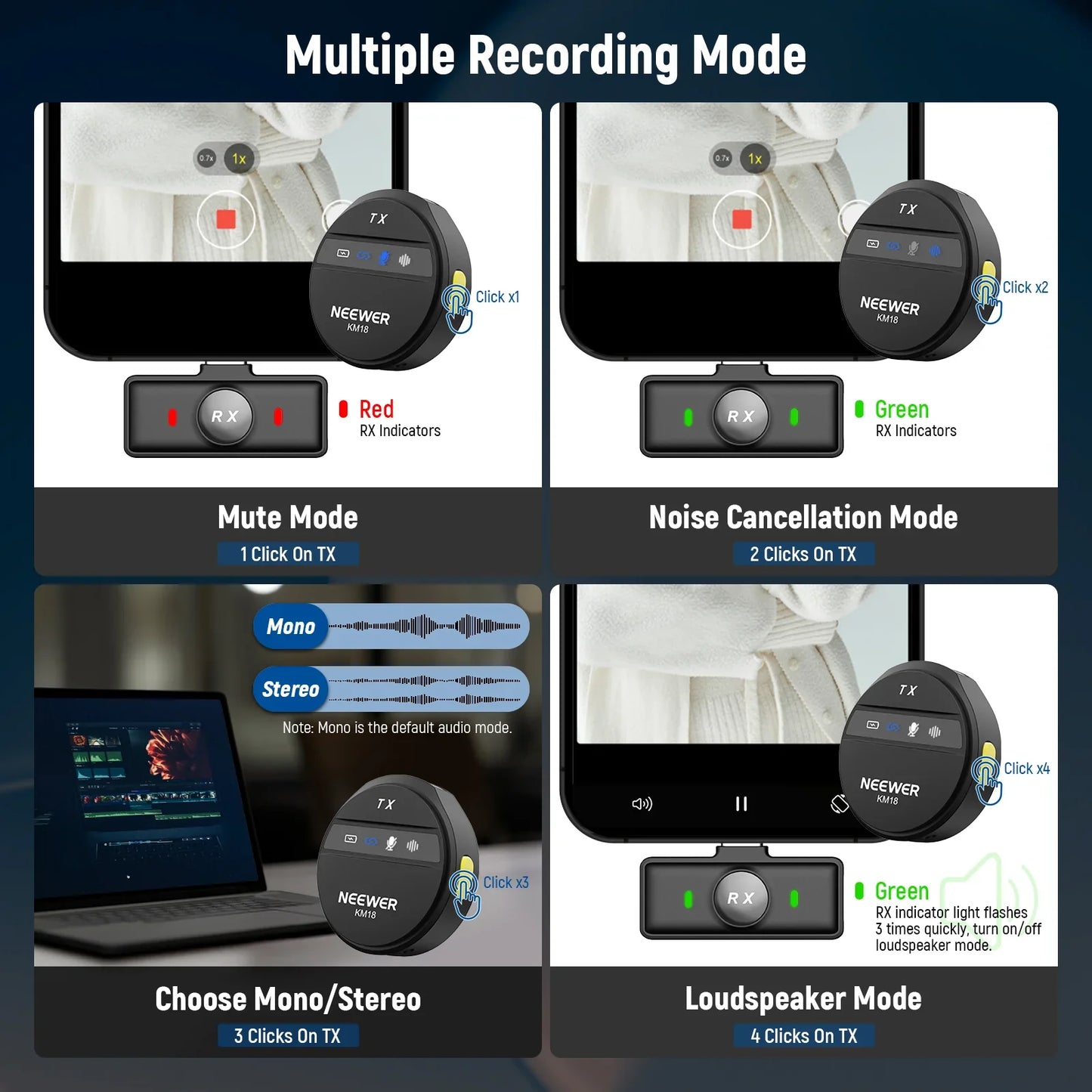 KM18 Wireless Button Lavalier Microphone Kit - REALM DISTRIBUTION