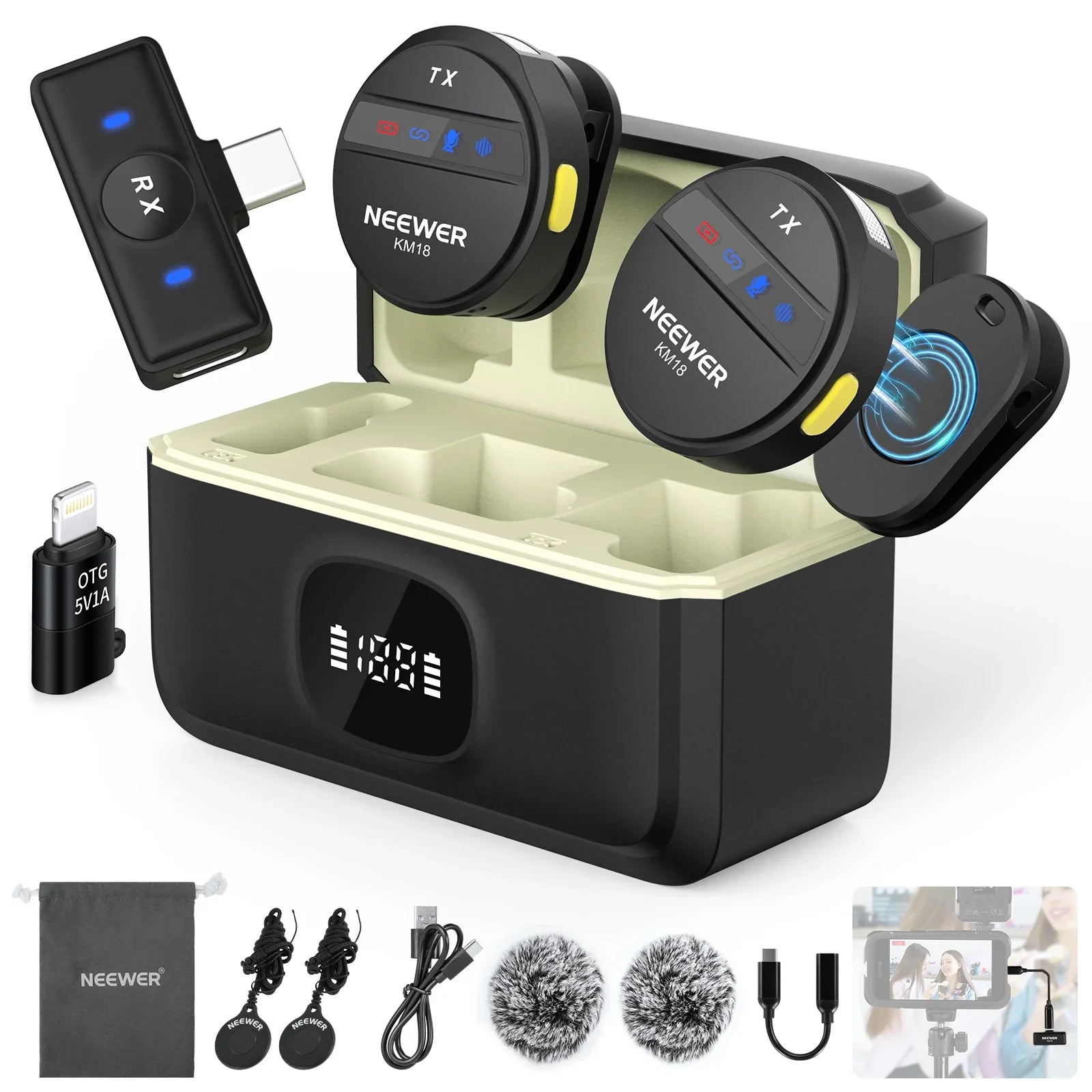 KM18 Wireless Button Lavalier Microphone Kit - REALM DISTRIBUTION