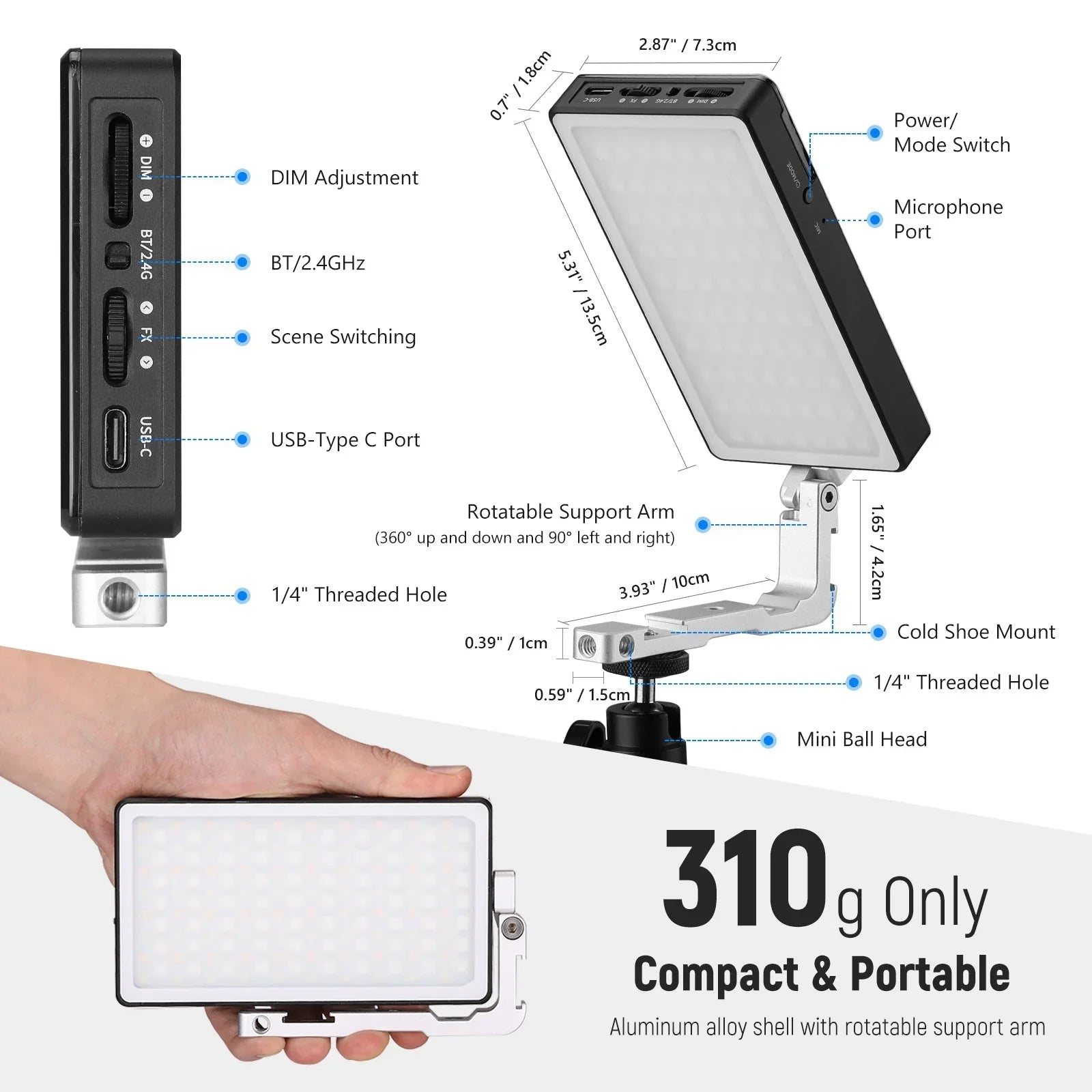 SL90 Aluminum Alloy RGB Panel Video Light - REALM DISTRIBUTION