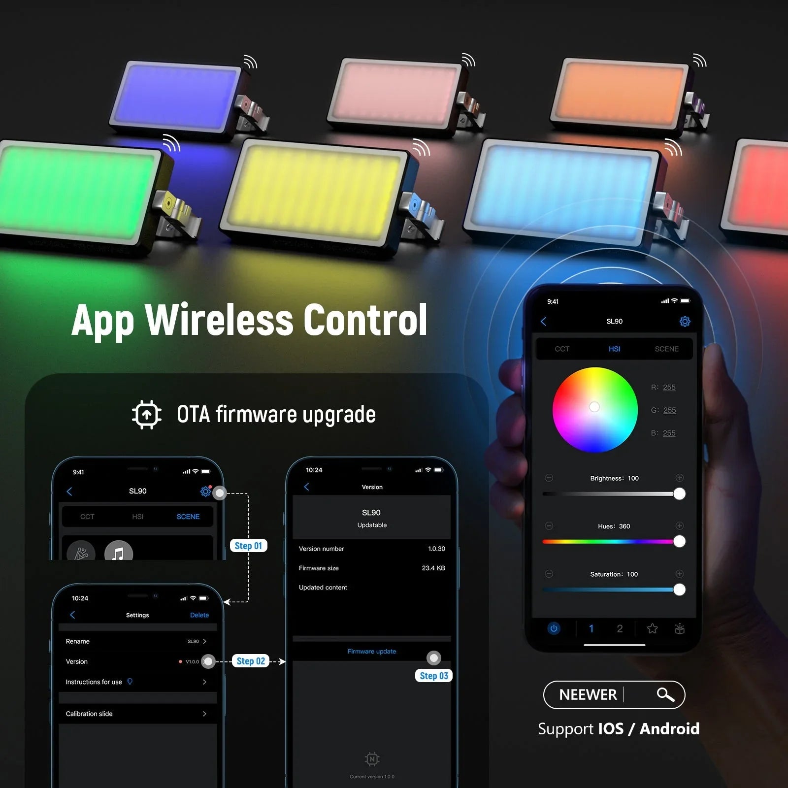 SL90 Aluminum Alloy RGB Panel Video Light - REALM DISTRIBUTION