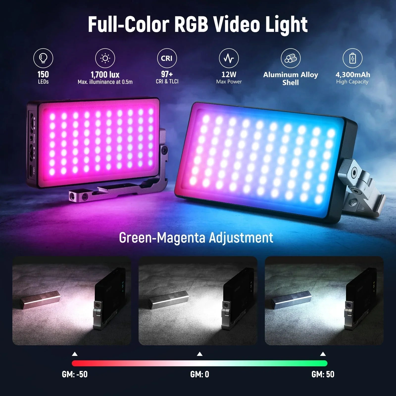 SL90 Aluminum Alloy RGB Panel Video Light - REALM DISTRIBUTION